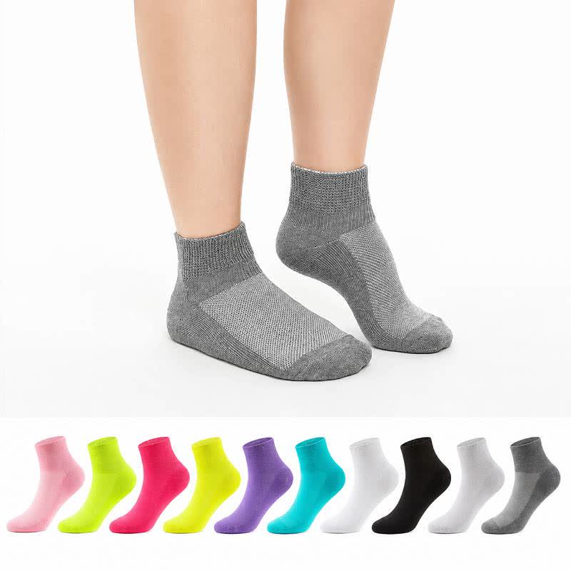 Breathable Cushioned Ankle Socks(5 Pairs) - Rose+Dark Gray+Purple+Fluorescent Green+Arctic Green - EU40-44(7-10) - image 0