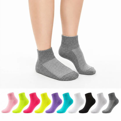 Breathable Cushioned Ankle Socks(5 Pairs) - Rose+Dark Gray+Purple+Fluorescent Green+Arctic Green - EU40-44(7-10) - image 0