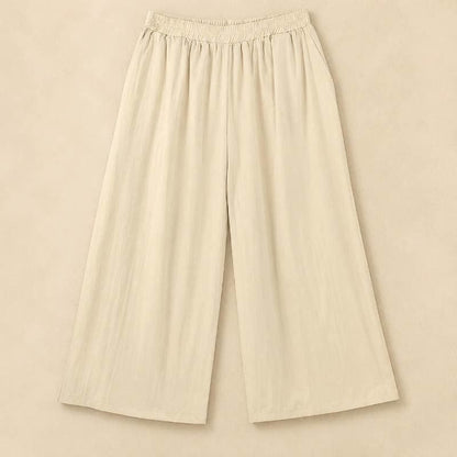 Plus Size Airy Wide Leg Pull On Pants - Beige - 6XL - image 0