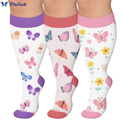 Plus Size Butterfly Meadow Printed Compression Socks - image 0