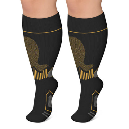 Plus Size Colorblock Athletic Compression Socks - Black - 4XL - image 4