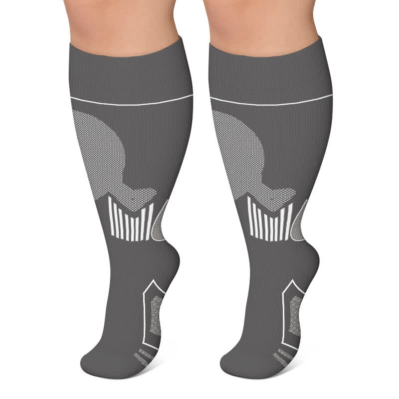 Plus Size Colorblock Athletic Compression Socks - Grey - 4XL - image 5