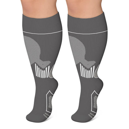 Plus Size Colorblock Athletic Compression Socks - Grey - 4XL - image 5