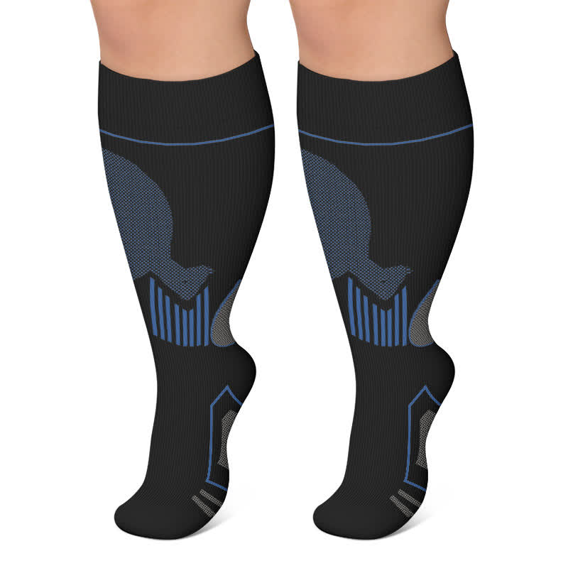 Plus Size Colorblock Athletic Compression Socks - Blue - 4XL - image 6