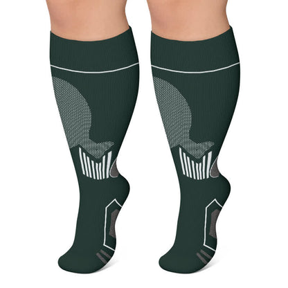 Plus Size Contrast Sport Compression Socks - Green - 4XL - image 5