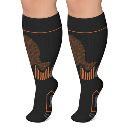 Plus Size Contrast Sport Compression Socks - Black - 4XL - image 4