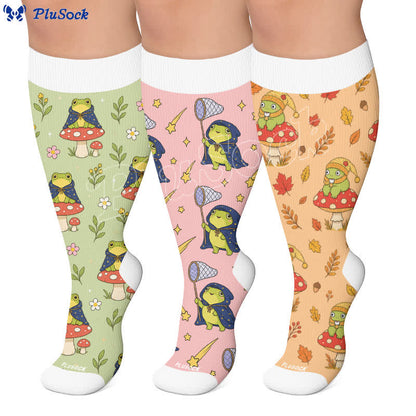 Plus Size Seasonal Frog Garden Compression Socks - image 0