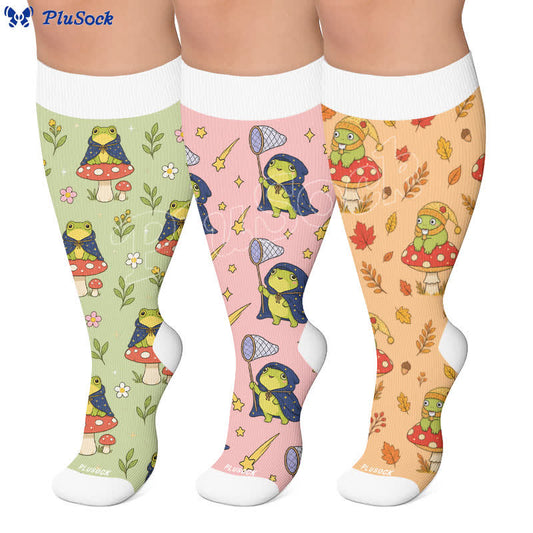 Plus Size Seasonal Frog Garden Compression Socks - image 0