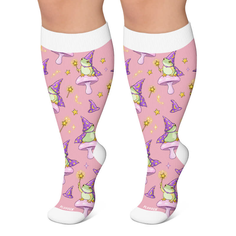 Plus Size Witchy Frog Compression Socks - Pink - 4XL - image 4