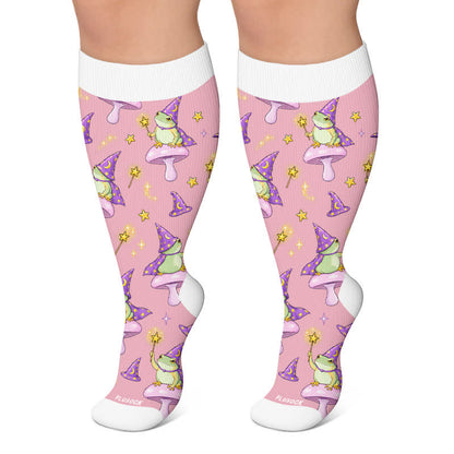 Plus Size Witchy Frog Compression Socks - Pink - 4XL - image 4