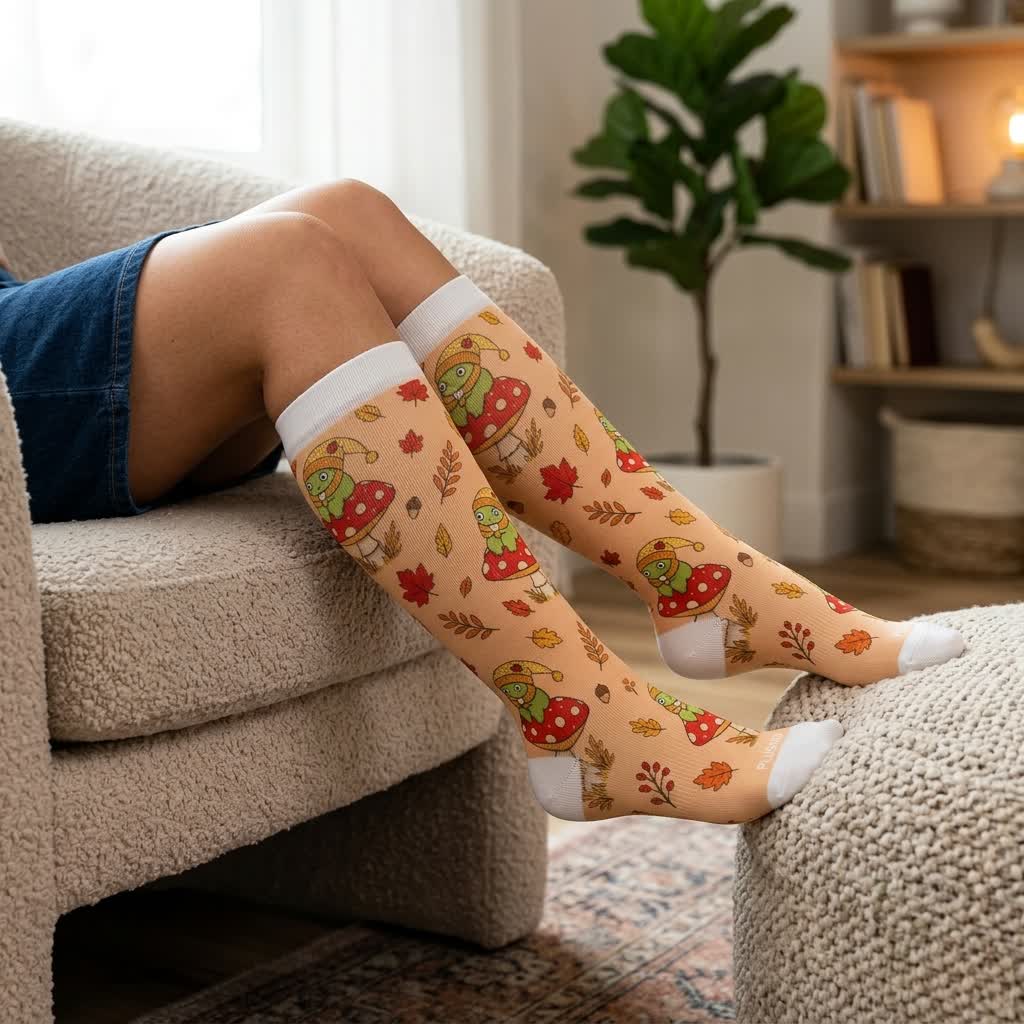 Plus Size Seasonal Frog Garden Compression Socks - image 3