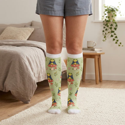 Plus Size Seasonal Frog Garden Compression Socks - image 1