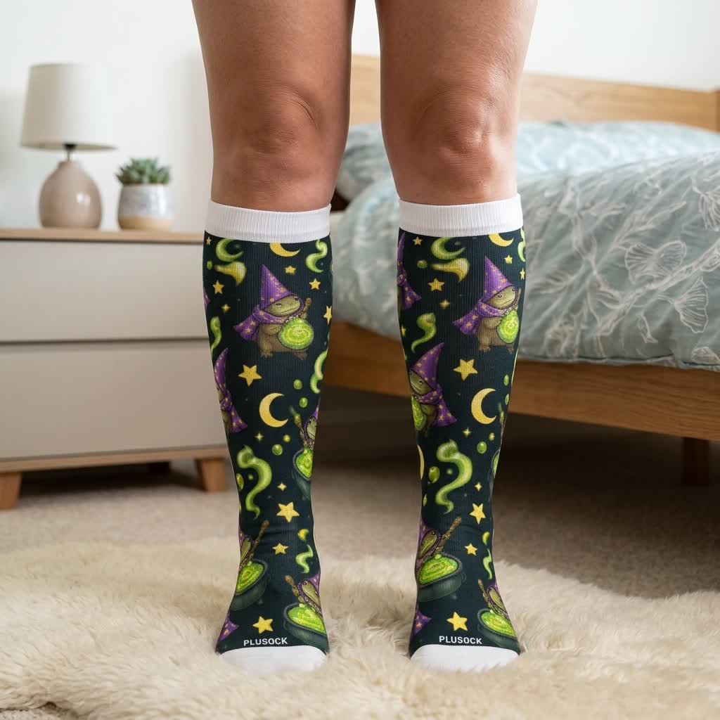 Plus Size Witchy Frog Compression Socks - image 1