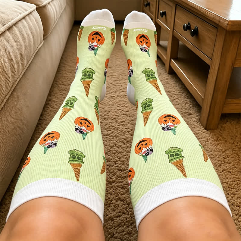 Plus Size Fun Skeleton Ghost Compression Socks - image 2