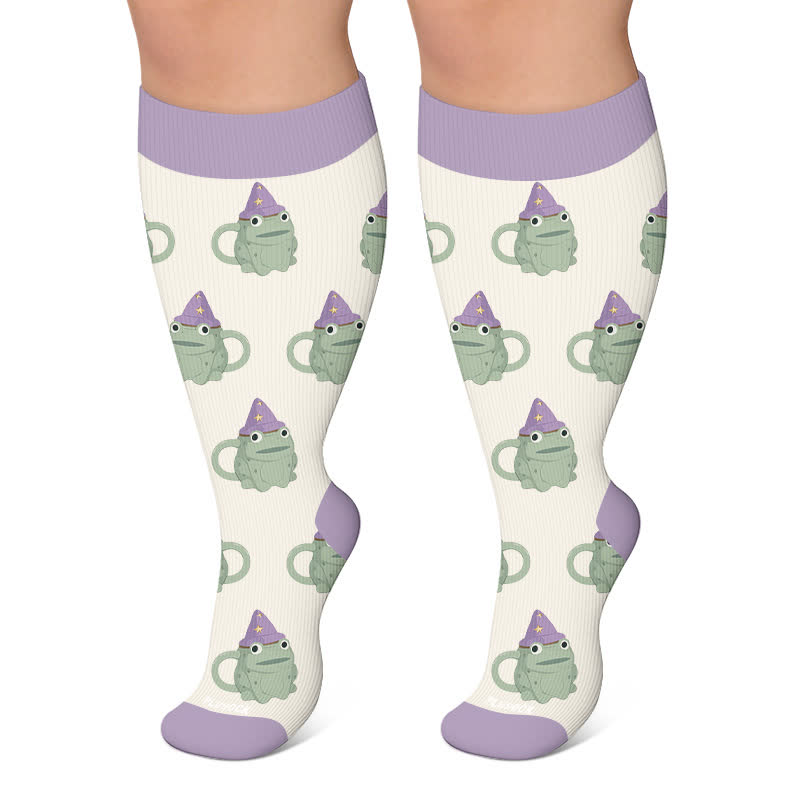 Plus Size Frog Wizard Compression Socks - Beige - 4XL - image 6
