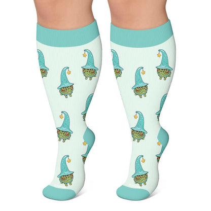 Plus Size Frog Wizard Compression Socks - Blue - 4XL - image 4