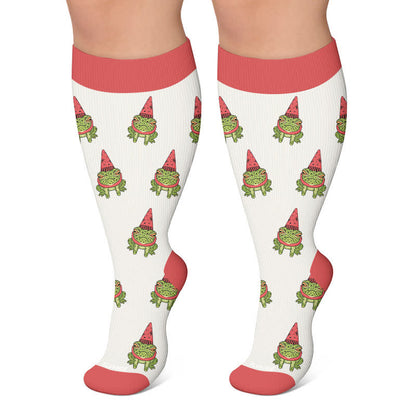 Plus Size Frog Wizard Compression Socks - White - 4XL - image 5