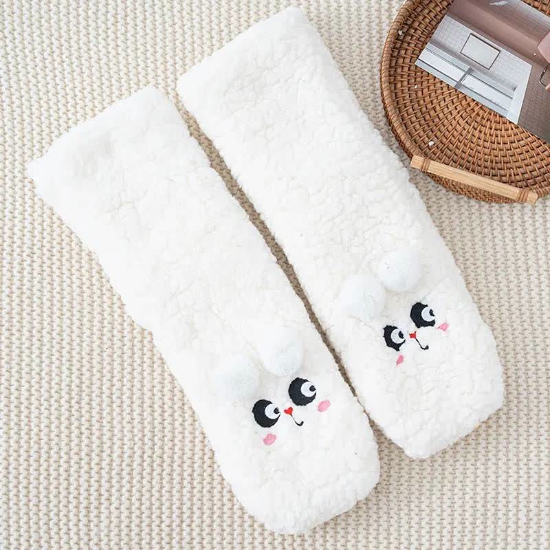 Cozy Bear Fleece Slipper Socks - White - EU35-40(US2-7) - image 4