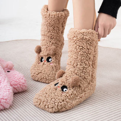 Cozy Bear Fleece Slipper Socks - Camel - EU35-40(US2-7) - image 2