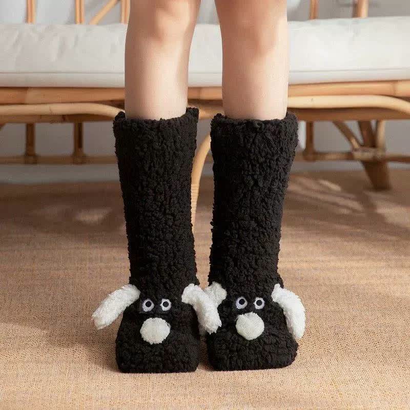 Cozy Puppy Sherpa Home Slipper Socks(2 Pairs) - Black - EU36-43(US3-9) - image 2