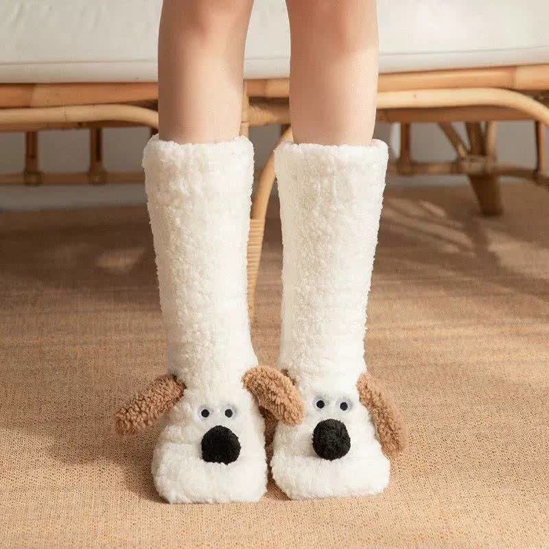 Cozy Puppy Sherpa Home Slipper Socks(2 Pairs) - White - EU36-43(US3-9) - image 1