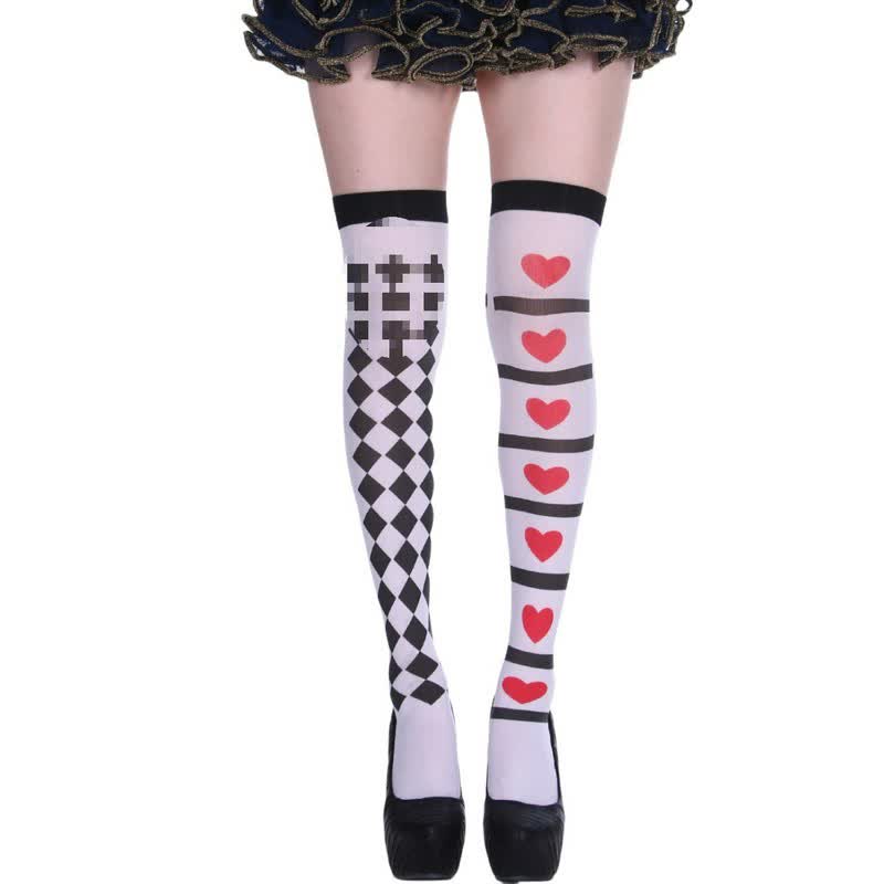Halloween Poker Print Thigh High Socks (3 Pairs) - I - One Size - image 8
