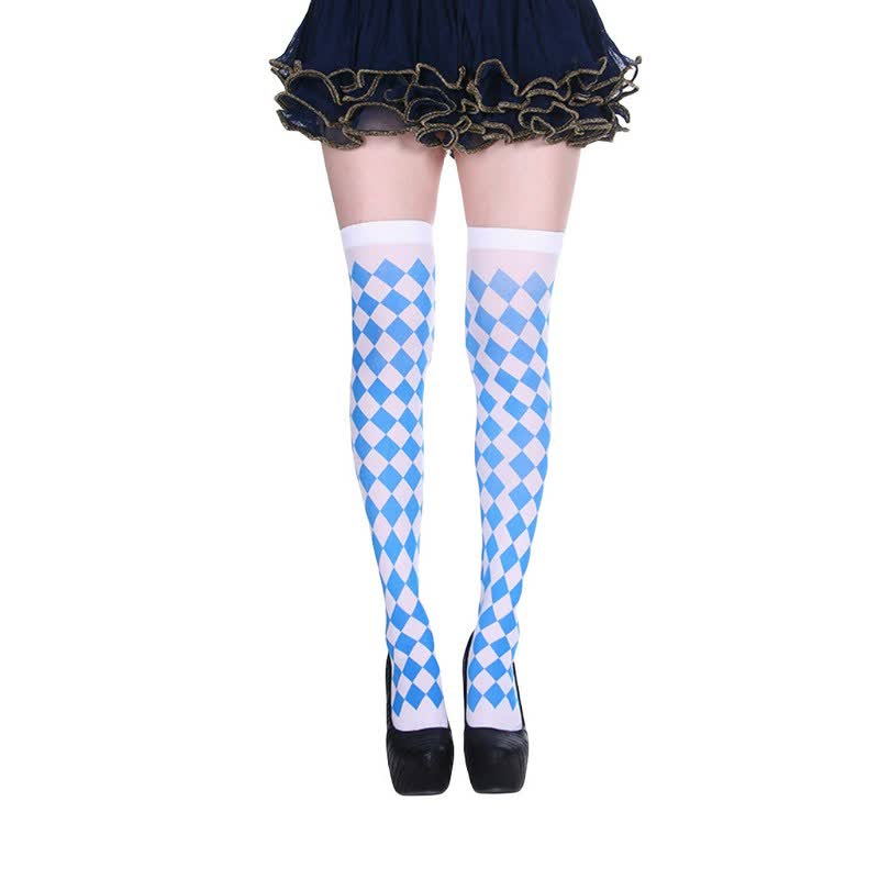 Halloween Poker Print Thigh High Socks (3 Pairs) - C - One Size - image 2