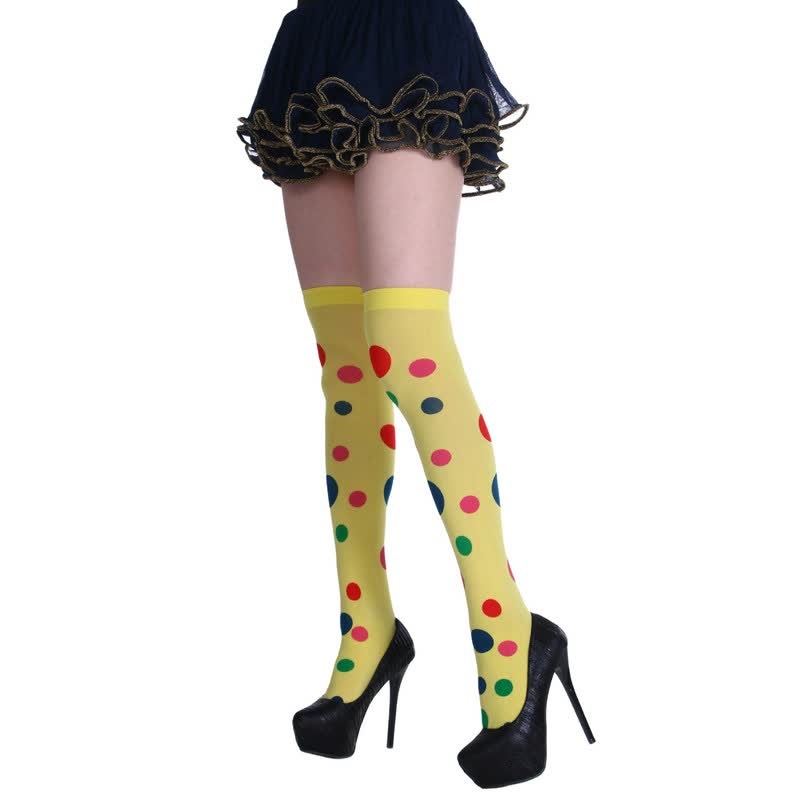 Halloween Sweetheart Stripe Thigh High Socks (2 Pairs) - Yellow - One Size - image 1