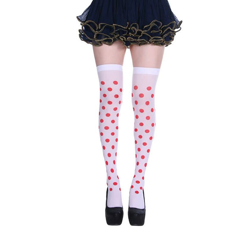 Haloween Sheer Polka Dot Thigh High Socks (3 Pairs) - A - One Size - image 0