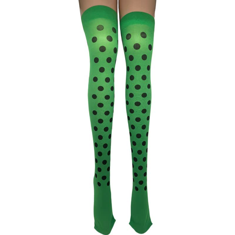 Haloween Sheer Polka Dot Thigh High Socks (3 Pairs) - E - One Size - image 4