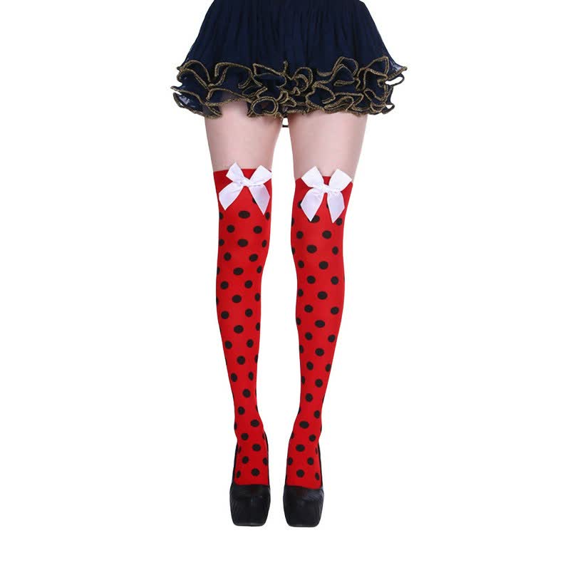 Haloween Sheer Polka Dot Thigh High Socks (3 Pairs) - C - One Size - image 2