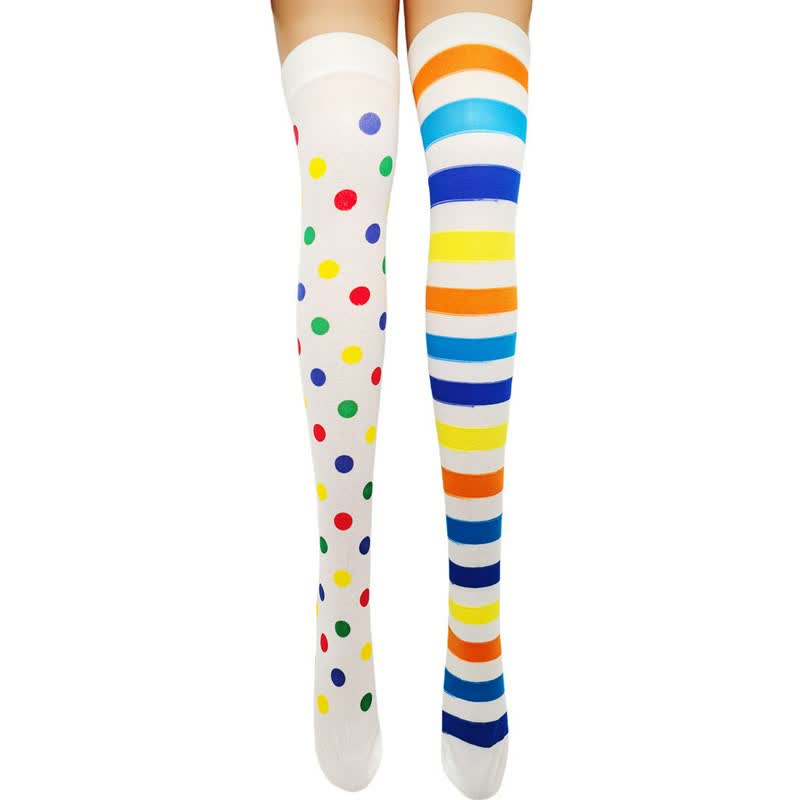 Haloween Sheer Polka Dot Thigh High Socks (3 Pairs) - H - One Size - image 7