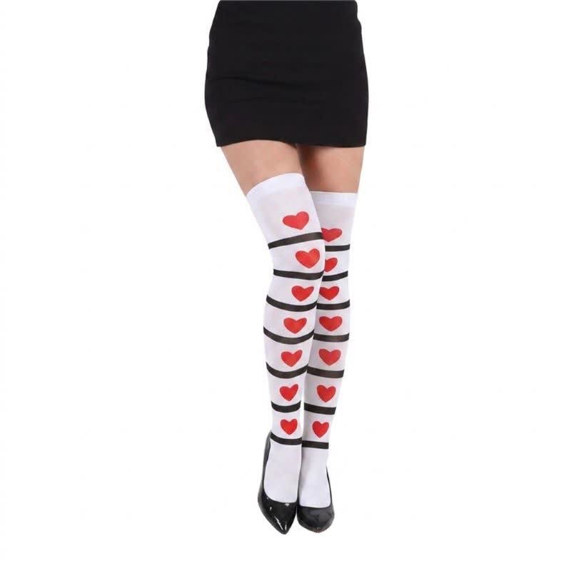 Halloween Sweetheart Stripe Thigh High Socks (2 Pairs) - White - One Size - image 2