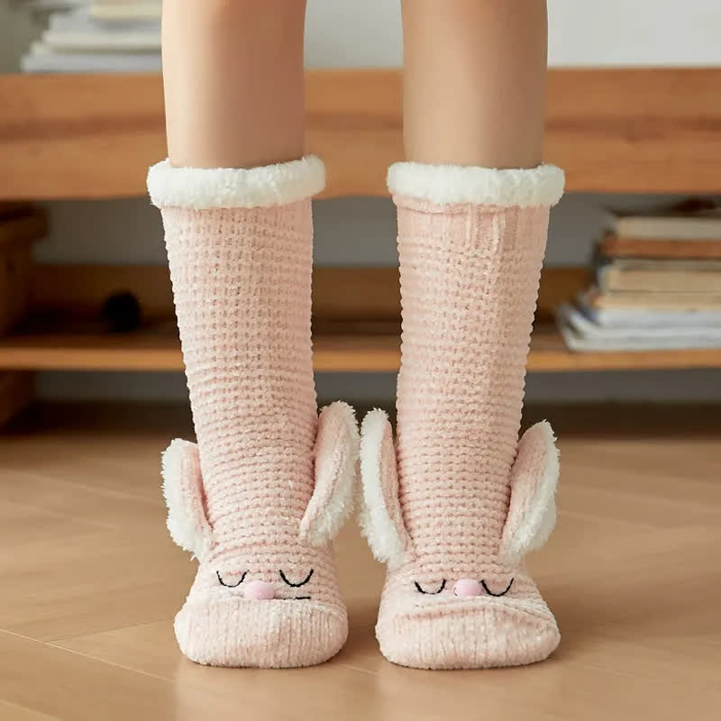 Bunny Fleece Lined Cozy Home Slipper Socks - Light Pink - EU35-42(US2-8) - image 3