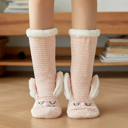 Bunny Fleece Lined Cozy Home Slipper Socks - Light Pink - EU35-42(US2-8) - image 3