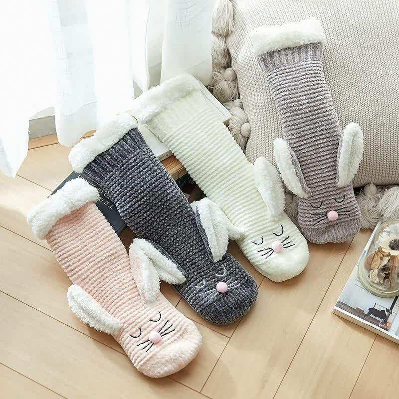 Bunny Fleece Lined Cozy Home Slipper Socks - image 1