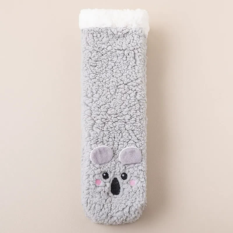 Cozy Cat Face Plush Home Slipper Socks - LightGray - EU36-39(US3-5) - image 4