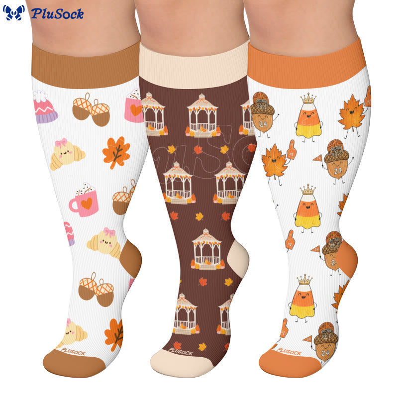 Plus Size Autumn Whimsy Compression Socks - image 0