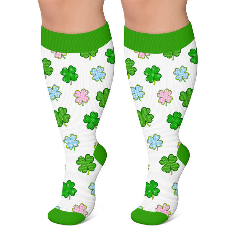 Plus Size Dragonfly Frog Compression Socks - Green - 4XL - image 6