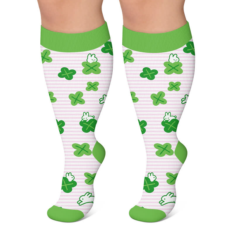 Plus Size Dragonfly Frog Compression Socks - Light Green - 4XL - image 5