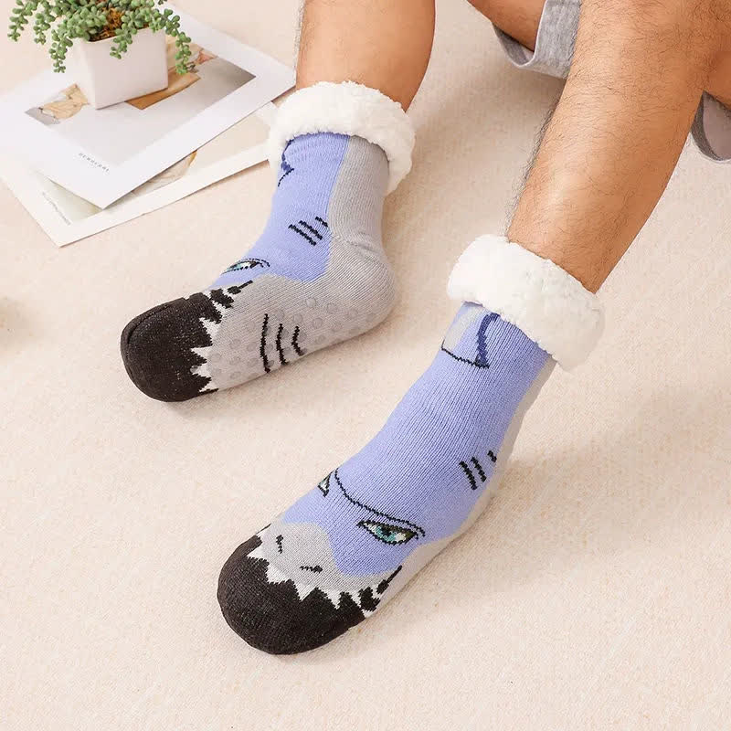 Cozy Animal Fleece Lined Knit Slipper Socks - Light Blue - EU37-44(US4-10) - image 2