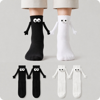 Playful 3D Eye Magnetic Hand Holding Quarter Socks(2 Pairs) - image 0
