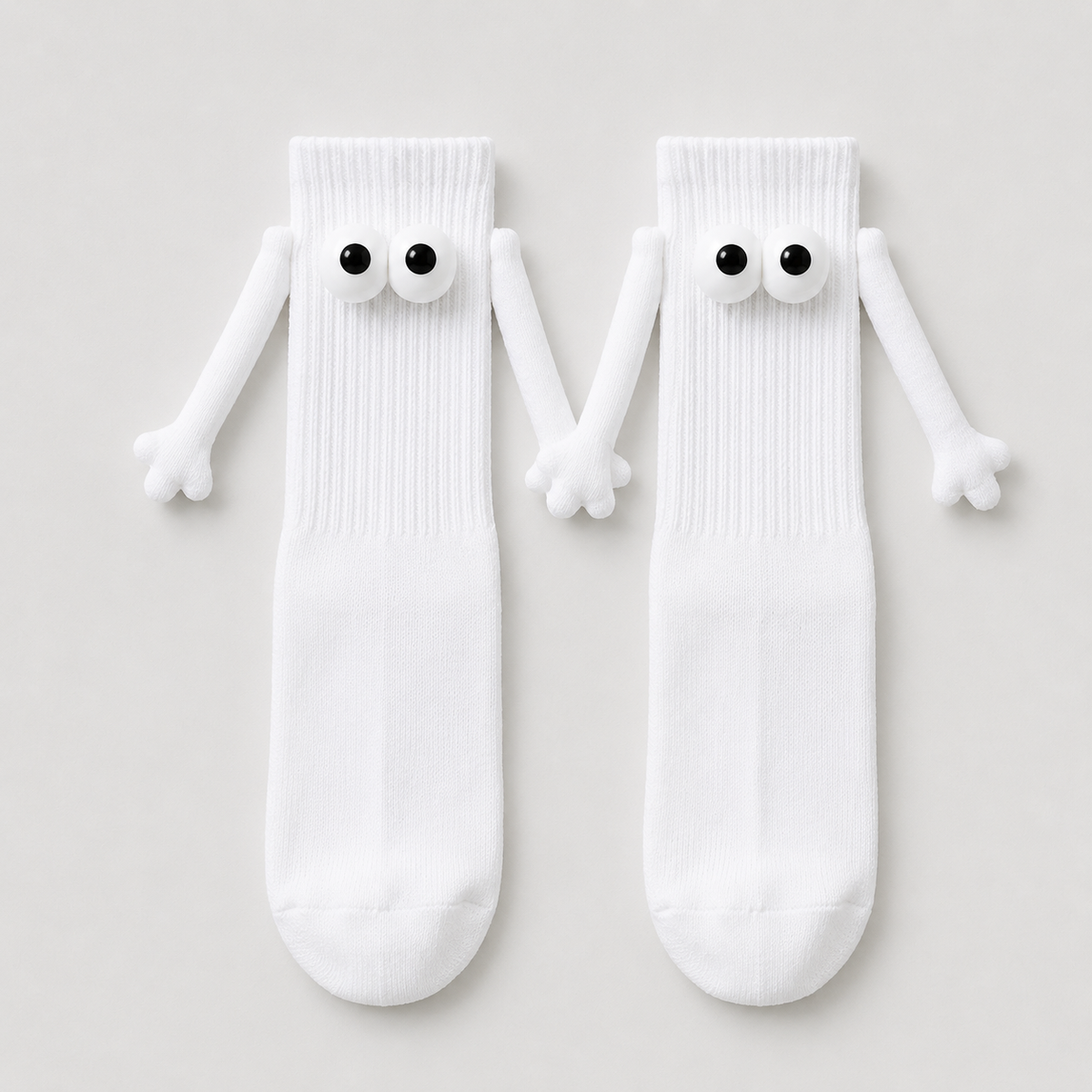 Playful 3D Eye Magnetic Hand Holding Quarter Socks(2 Pairs) - White - EU36-42(US3-8.5) - image 7