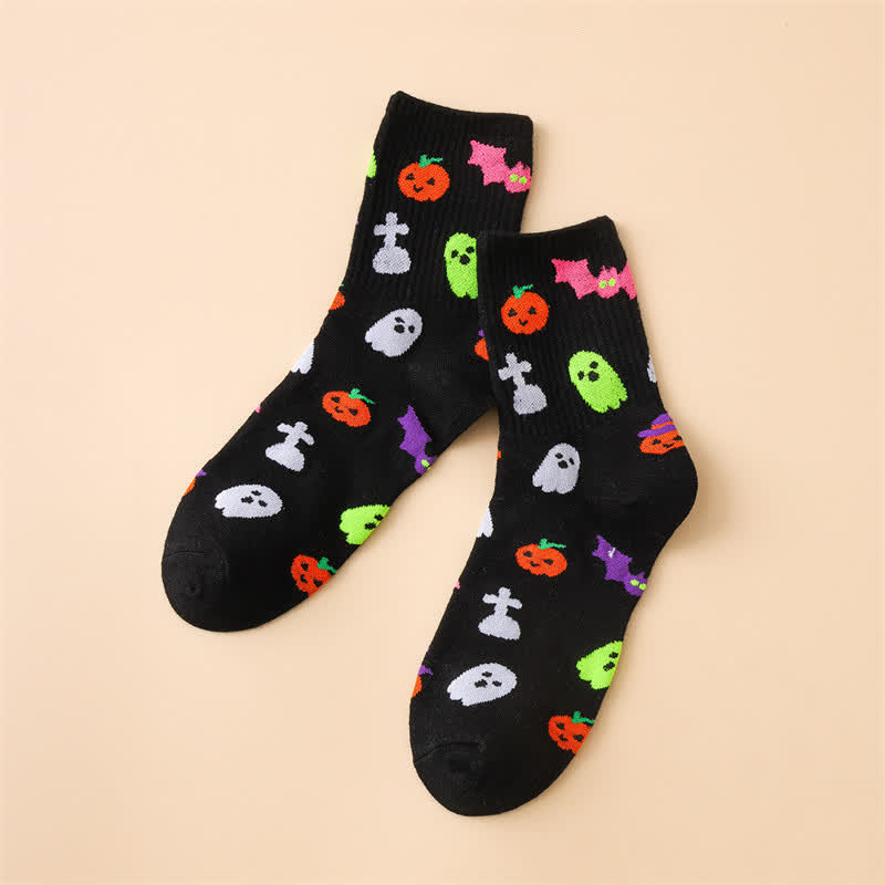 Halloween Print Quarter Socks (6 Pairs) - A - EU36-43 (US3-9) - image 1