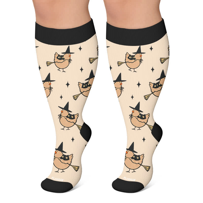 Plus Size Pumpkin Witch Compression Socks - Apricot - 4XL - image 5