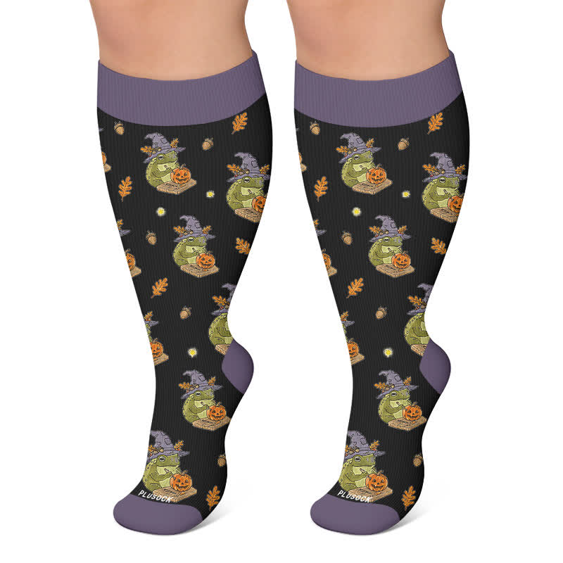 Plus Size Halloween Frog Compression Socks - Black - 4XL - image 5