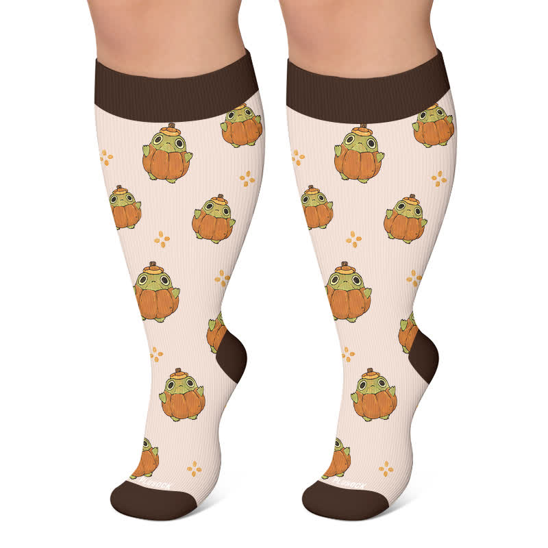Plus Size Halloween Frog Compression Socks - Apricot - 4XL - image 6