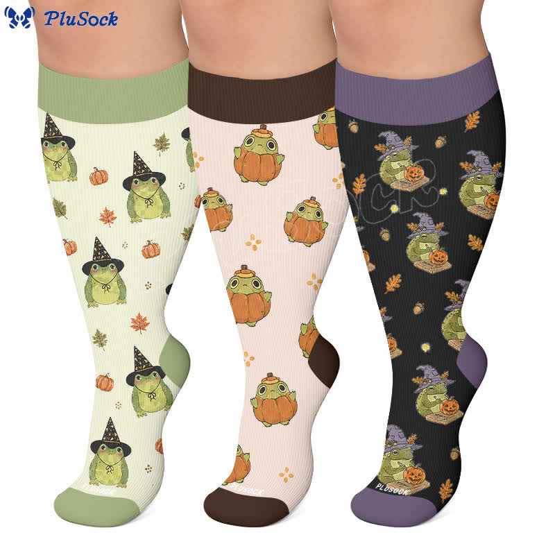 Plus Size Halloween Frog Compression Socks - image 0