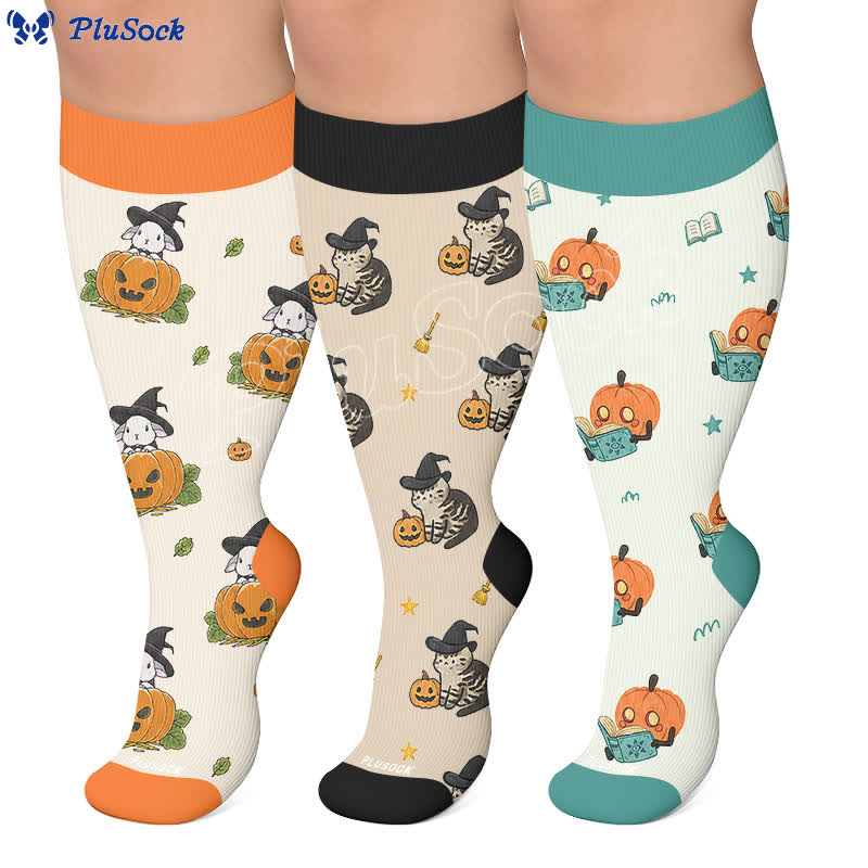 Plus Size Witch Cat Rabbit Compression Socks - image 0