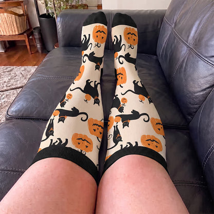 Plus Size Ghost Witch Black Cat Compression Socks - image 2